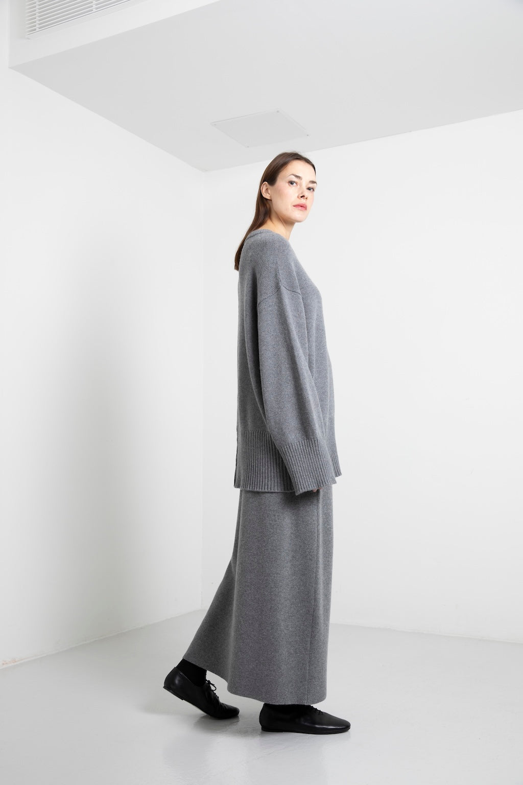 CASHMERE DOUBLE-FACE LONG SKIRT