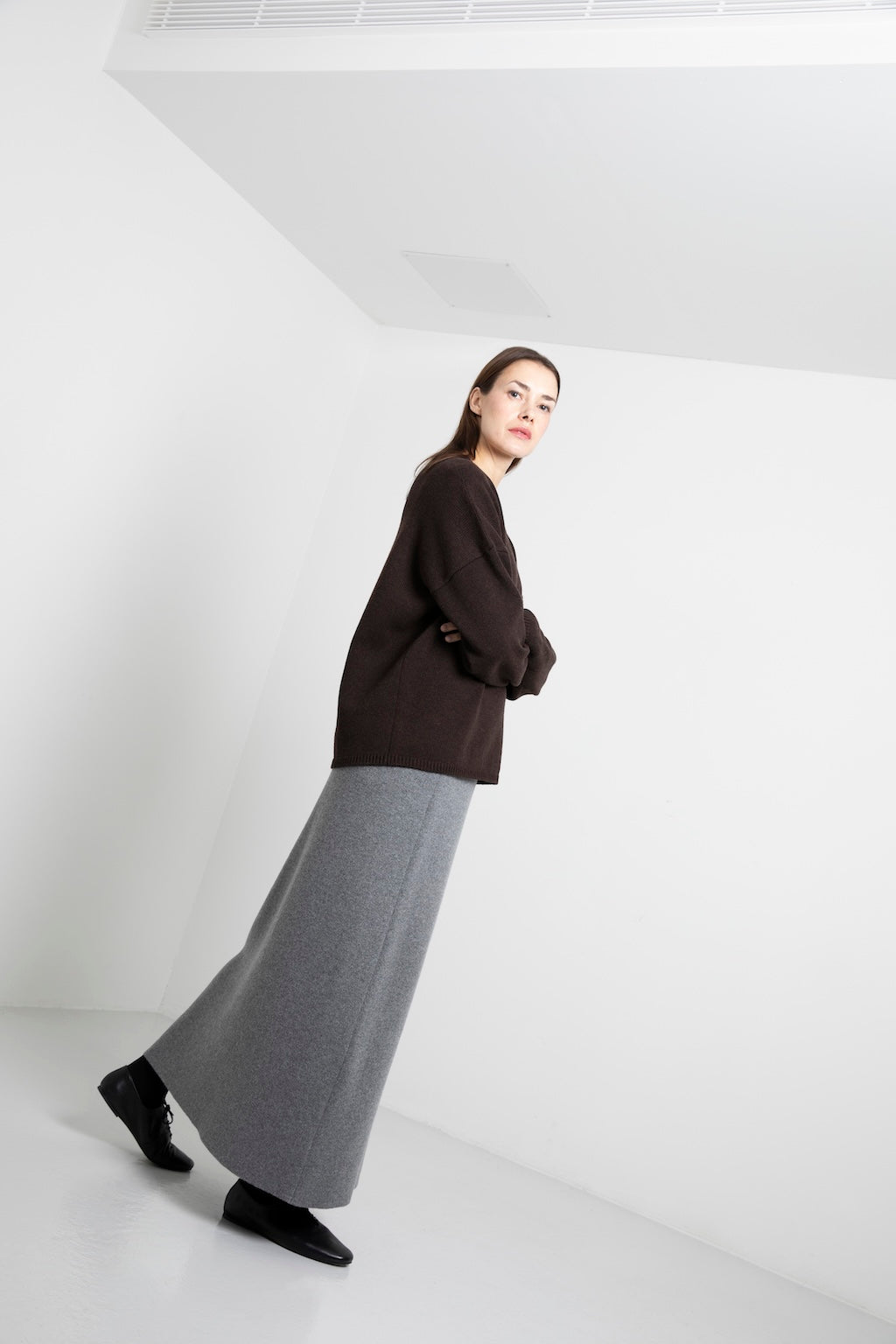 CASHMERE DOUBLE-FACE LONG SKIRT