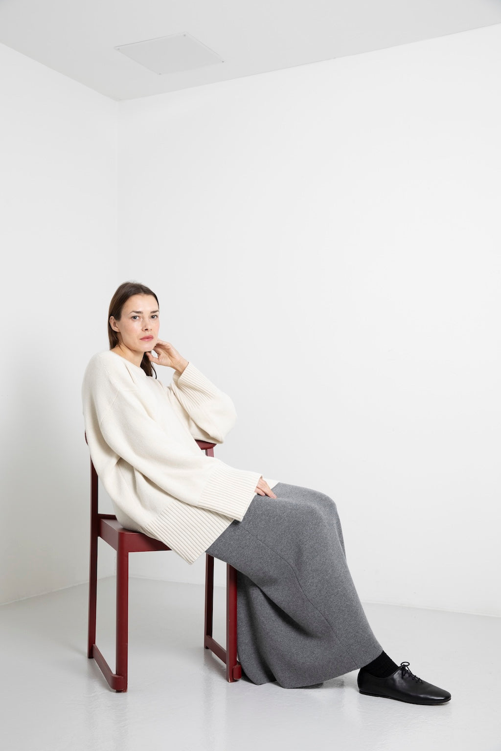 CASHMERE DOUBLE-FACE LONG SKIRT