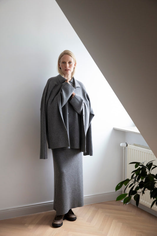 CASHMERE DOUBLE-FACE LONG SKIRT