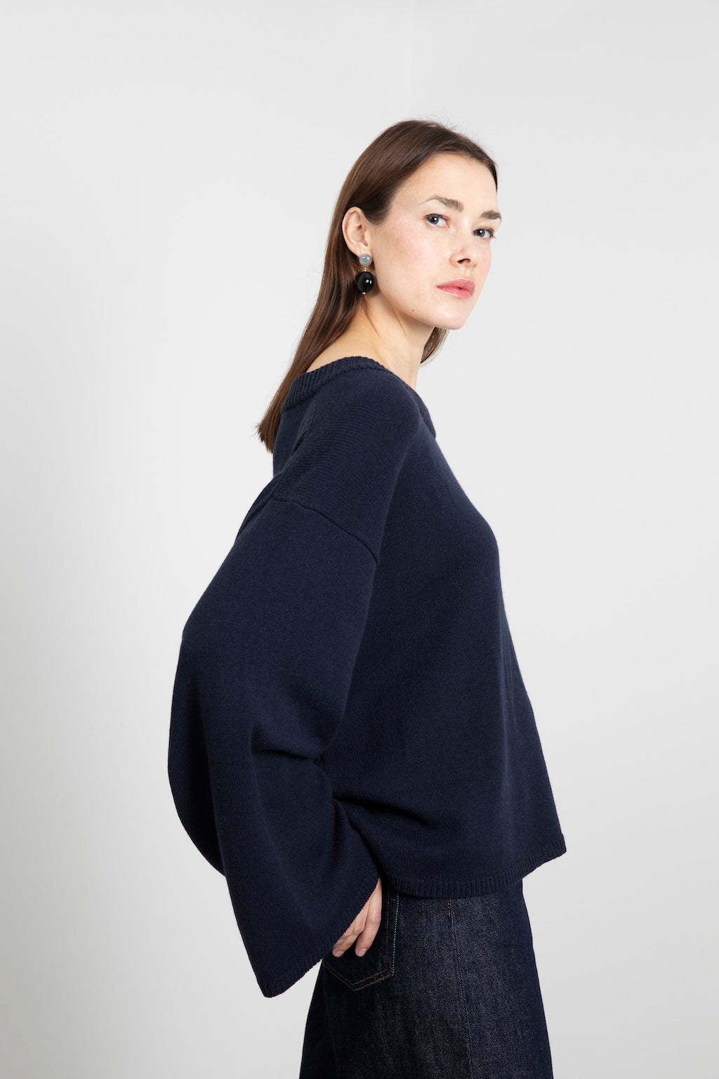 CASHMERE WIDE CREW NECK SWEATER COSMO